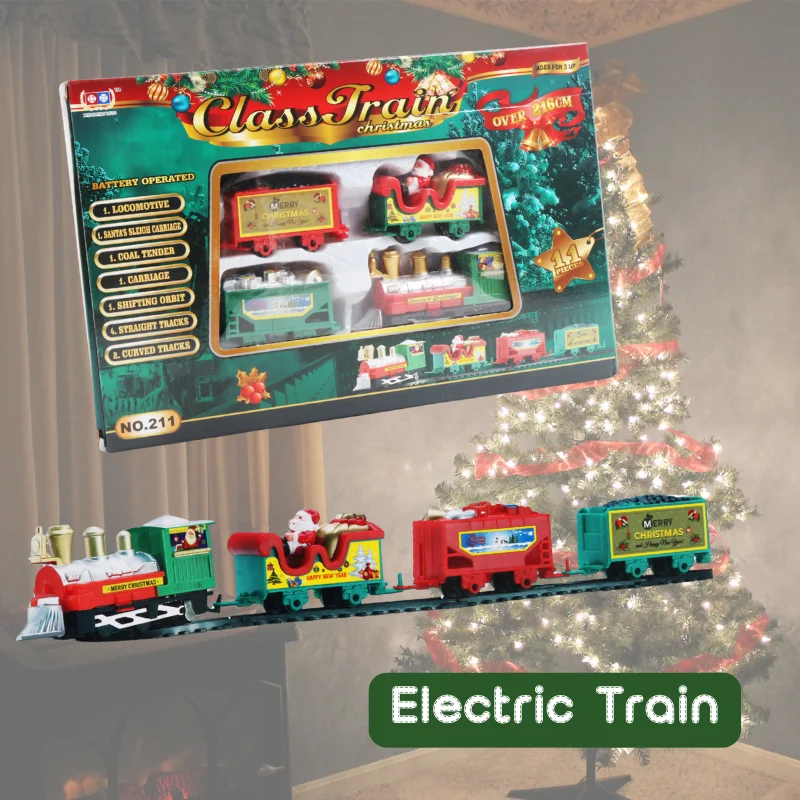 NEW Electric Train Set Mini Santa Claus Rail Car Toy Creative Christmas Tree Decoration Train Kids Education Toy Christmas Gift