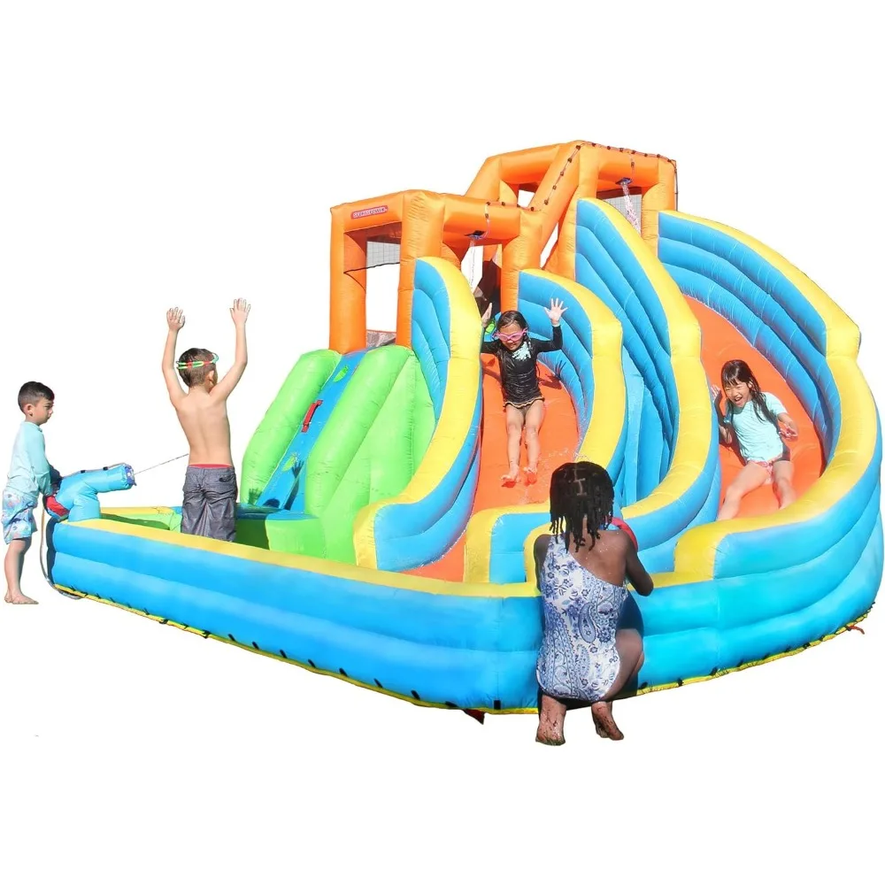 

Twin Peaks Splash and Slide with Water Cannons and Climbing Wall with Blower, Medium