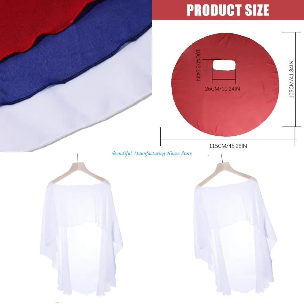 

E56A Breathable Seethrough Beach Cover Up Scarf Shawl With Flared Sleeves Sun Protective Shoulder Wrap For Outdoor Activity