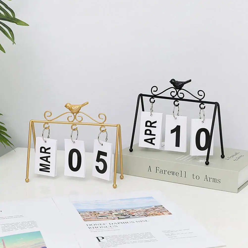 Reusable Desk Ornament Metal Craft Home Decor Iron Decorative Calendar Decor Frame Month Display Office Study Room