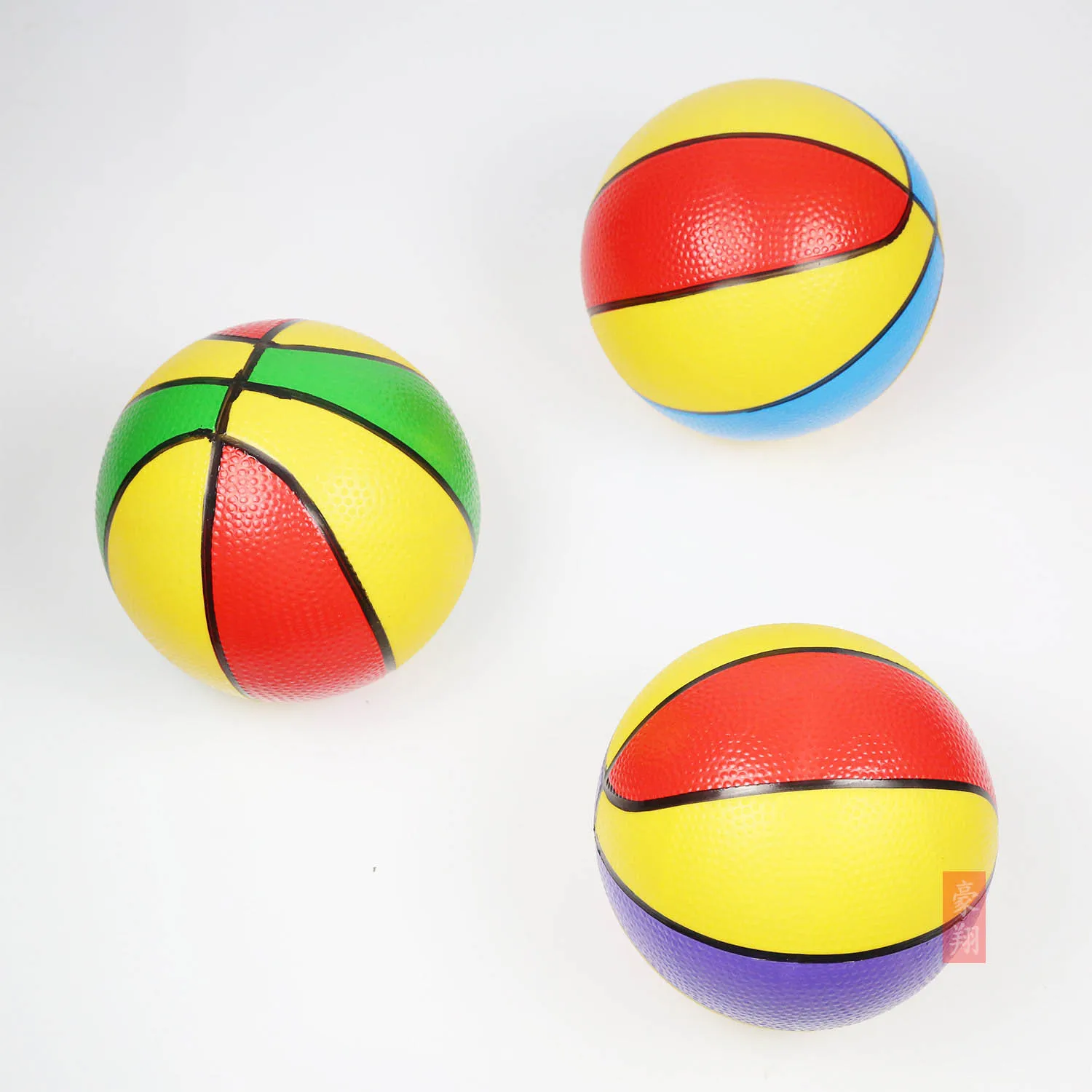 16cm PVC Inflatable Colourful Basketball Kindergarten Interactive Game Toy Outdoor Sports Inflatable Pat Pat Tricolour Ball Toy