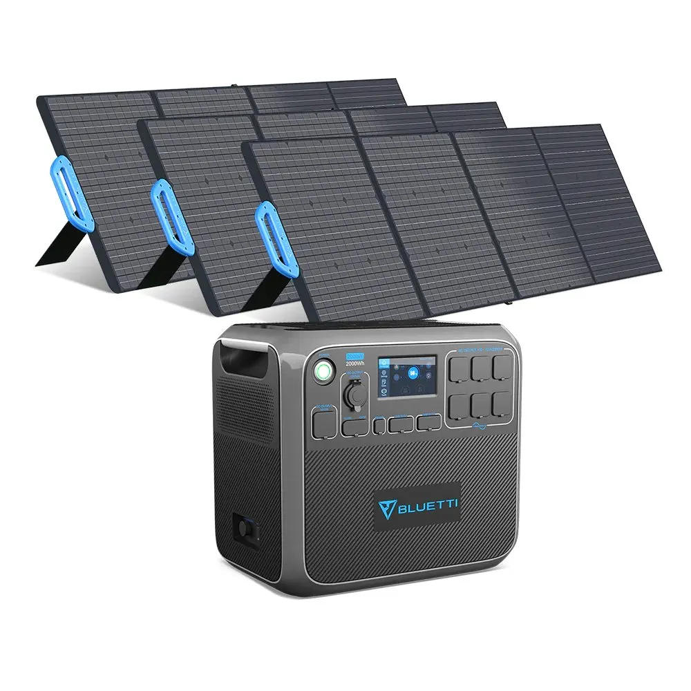 Bluetti Portable Solar Solution 2000W Outdoor Power Station Power Backup System Portable 2000Wh Power Station