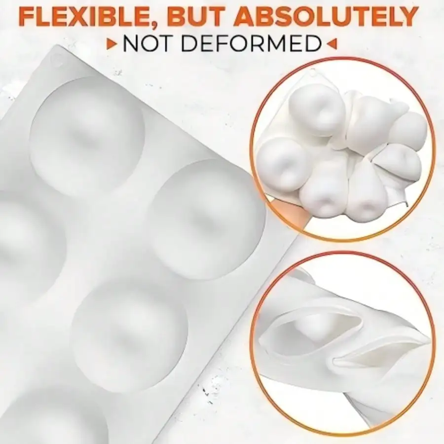 8 Cavity Apple Shaped Silicone Dessert Mold, Food Grade Non-Stick Mould for Mousse Cakes, Chocolate and Pastry Making, Chocolate view 4