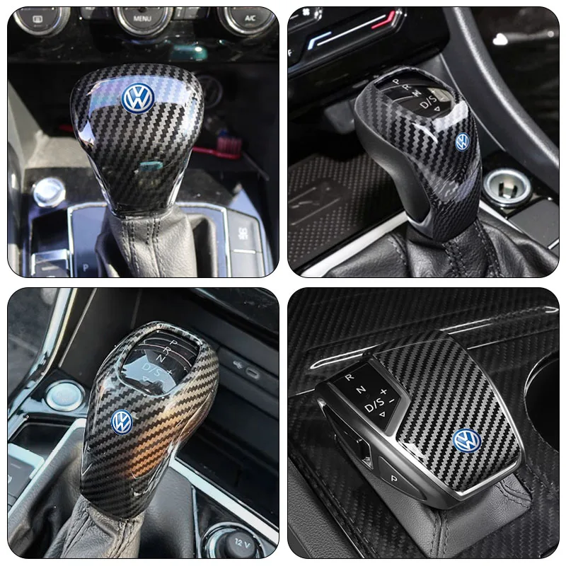 Car Carbon Fiber Gear Shift Knob Handle Cover Accessories For VW Passat Sagitar Touareg GTE POLO PLUS Tacqua Tayrgn Tiguan L X