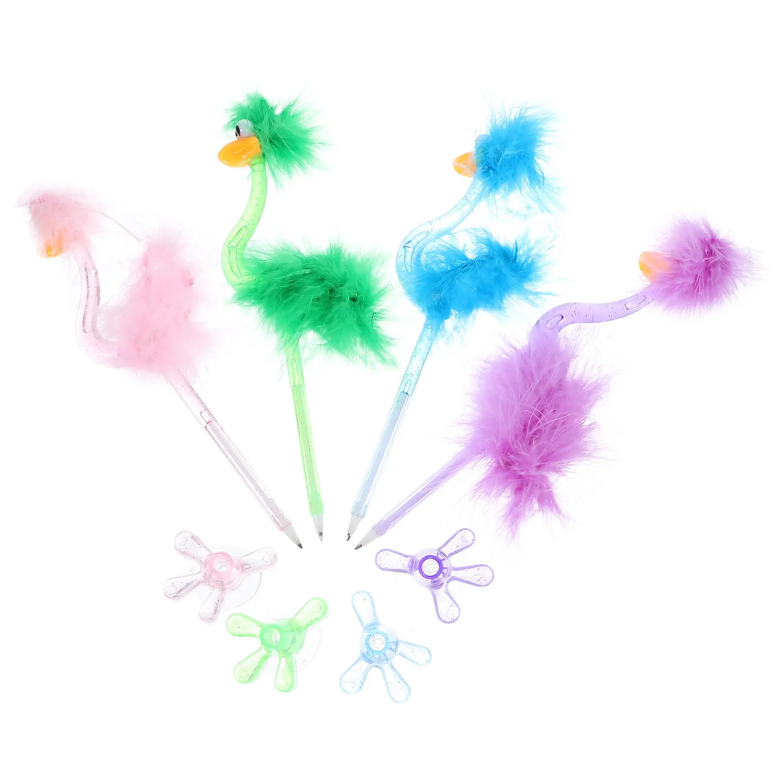 4Pcs Cartoon Ostrich Ballpoint Pen Creative Writing Supplies Party Signing Pen Smooth Lines Random Colors