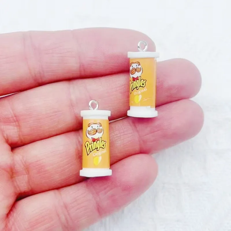 10pcs Simulation 3D Bucket Potato Chips Snack Resin Pendant DIY Jewelry Accessories Earrings Keychain Hair Accessories view 5