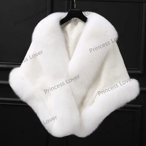 2023 Winter Fur Wrap Women Thick Wedding Short Cloak Cape Shawl Ladies Ponchos Fashion