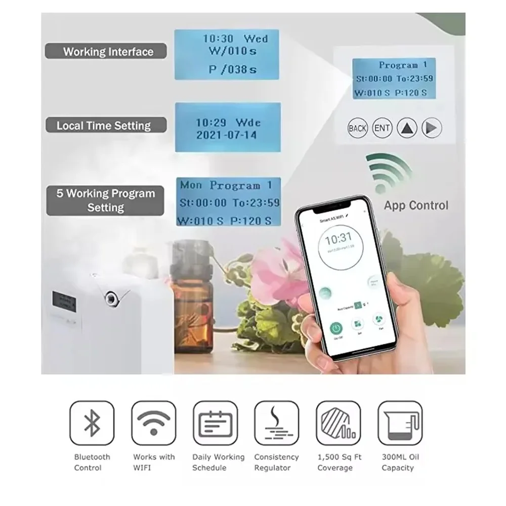 Dyfuzor zapachowy Sterowanie WIFI do domowych odświeżaczy powietrza Opryskiwacz Aromaterapia Urządzenie zapachowe Inteligentne olejki eteryczne