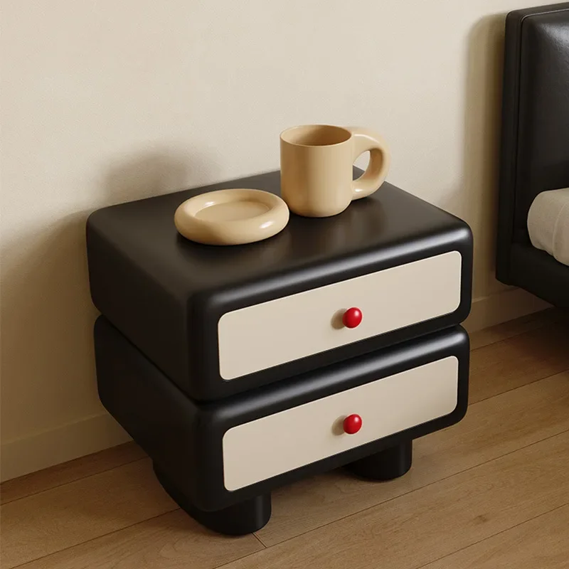 

Furniture Nordic Minimalist Home Bedroom Room Nightstand Wabi Sabi Vintage Wooden Bedside Table Cabinet With 2 Storage Drawers