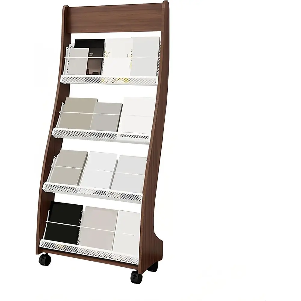

4-Tier Standing Brochure Holder for Literature, Newspapers, and Catalogs - Ideal for Exhibitions, Malls, Hospitals, Offices, and