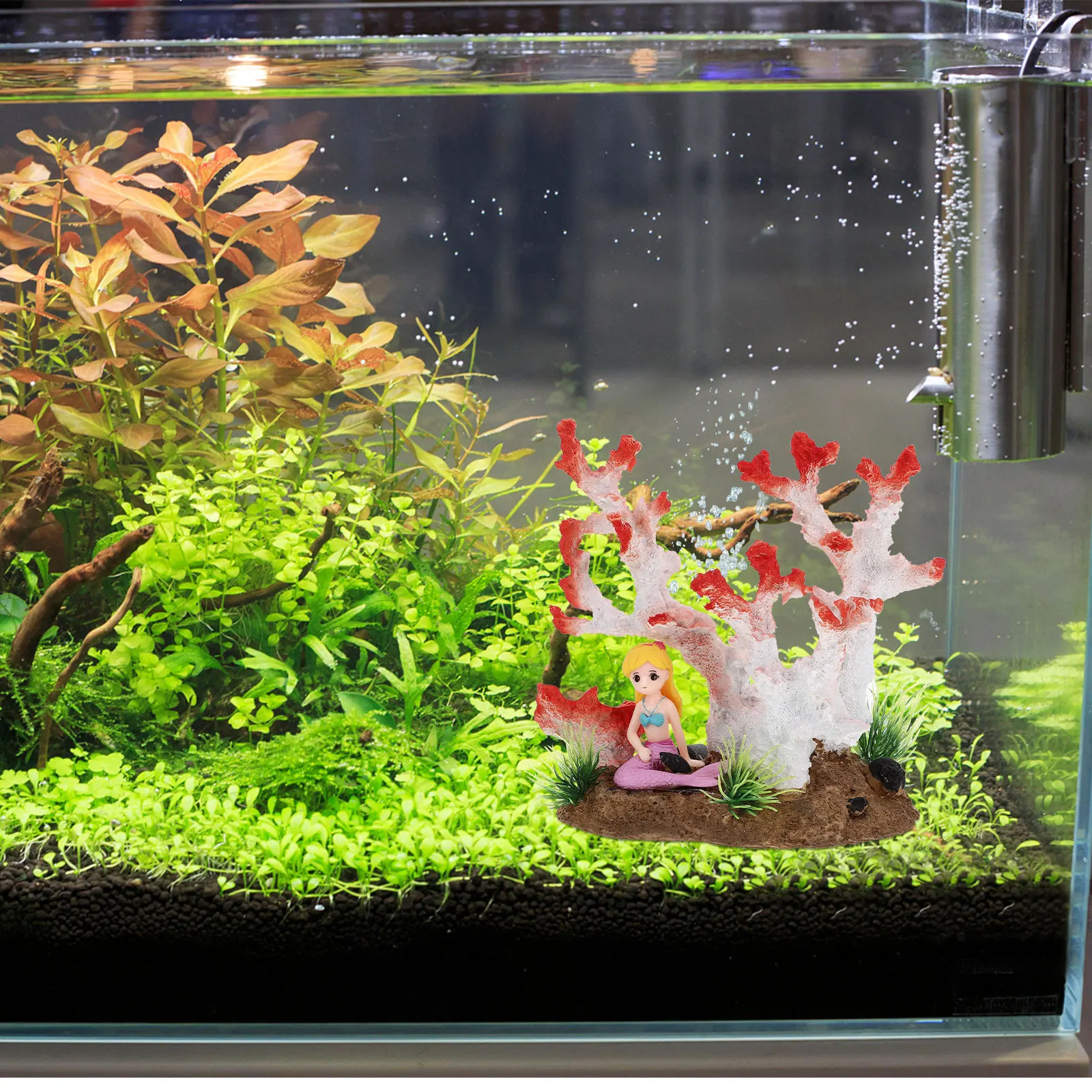 

Mermaid Coral Decor Aquarium Ornament Imitation Coral Statue Fish Tank Decoration Underwater Landscaping Safe for Fresh Salt