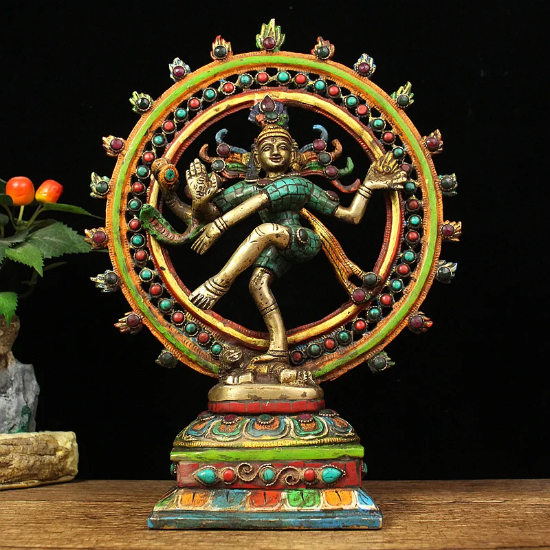 Pure copper Shiva statue ornament Nepalese handmade dance king Shiva statue Indian deity Thai style ornament