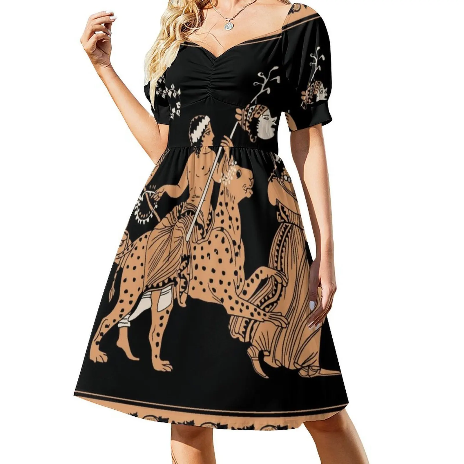 كاتم الصوت Dyonisos & Maenad الكورية نمط فستان كاجوال للنساء بسيط اليومية مكتب سيدة فساتين الآلهة اليونانية الأساطير اليونانية #2