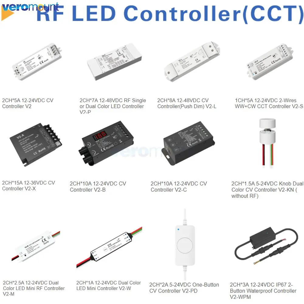 Skydance 2CH Constant Voltage LED Controller V2 V2-P V2-L V2-S V2-X V2-B V2-C V2-M 2.4G RF Remote for DC 5V 12V 24V CCT Strip