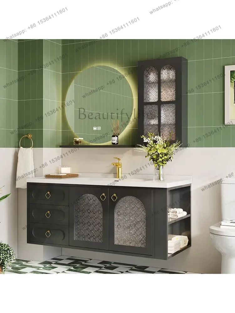 French Vintage Bathroom Cabinet Combination Hand Washbasin Oak Washstand