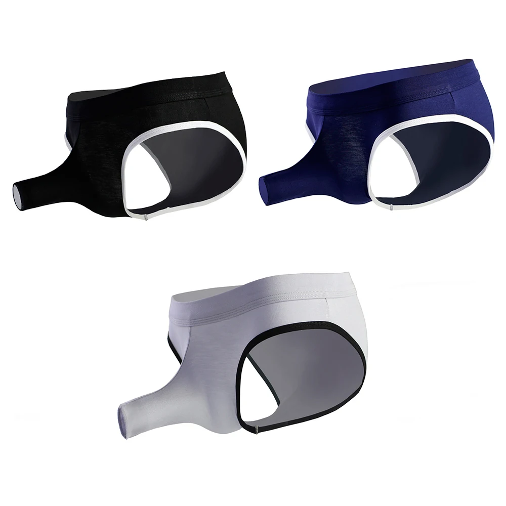 

Soft Men's Modal Cotton Triangle Underwear Sexy Open Elephant Nose Gun Separation Pouch Trunks Briefs Underpants