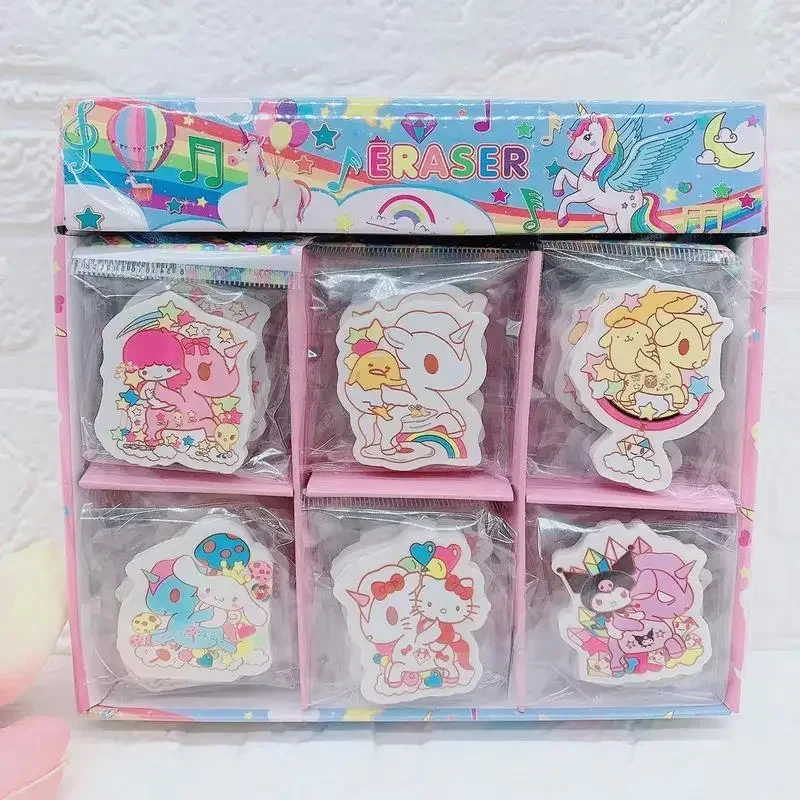 Imagem -04 - Sanrio Cartoon Eraser Kuromi Melody Pochacco Styling Material Escolar Primário Papelaria Prêmios Presente Requintado Atacado 30 Pcs