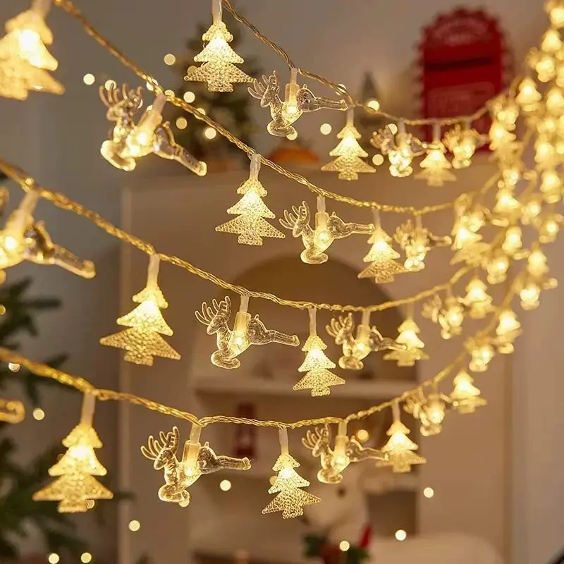 LED Christmas Decoration Lights Battery Powered String Lights for Home Room Window Door Christmas Tree Party Decor