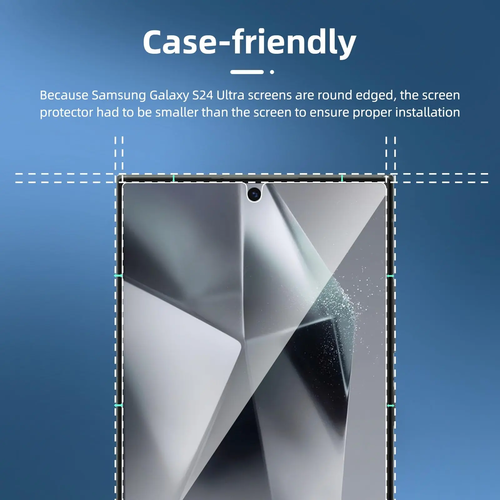 삼성 갤럭시 S24 울트라 6.8 인치 강화 유리 스크린 보호대, HD 크리스탈 9H 하이 알루미늄 지문 잠금 해제