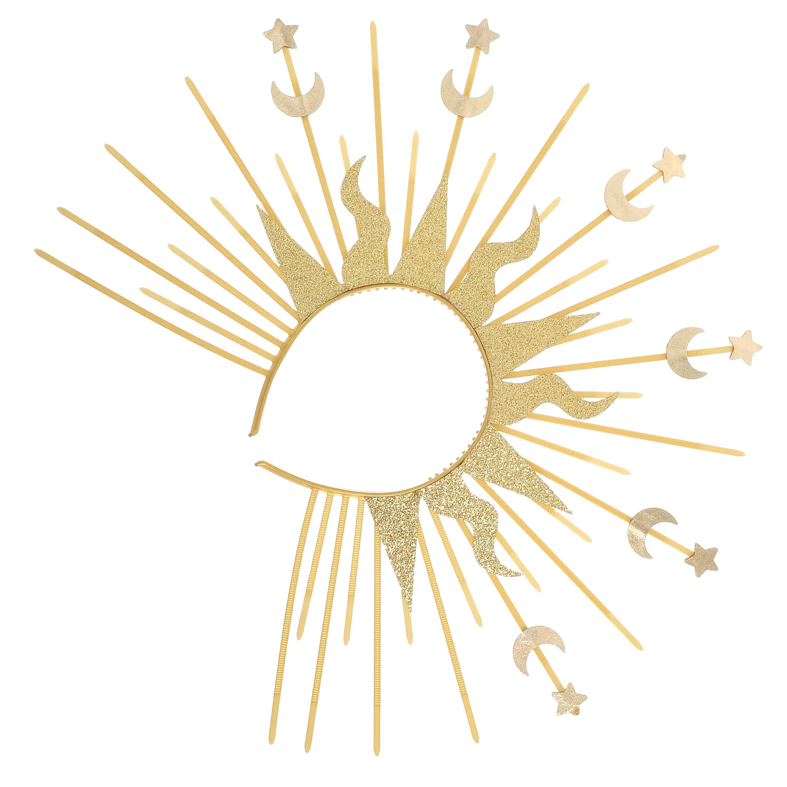 

Goddess Crown Headpiece Golden Elegant Fashion Show Cosplay Party Accessory Crown Star Costume Moon Headpiece