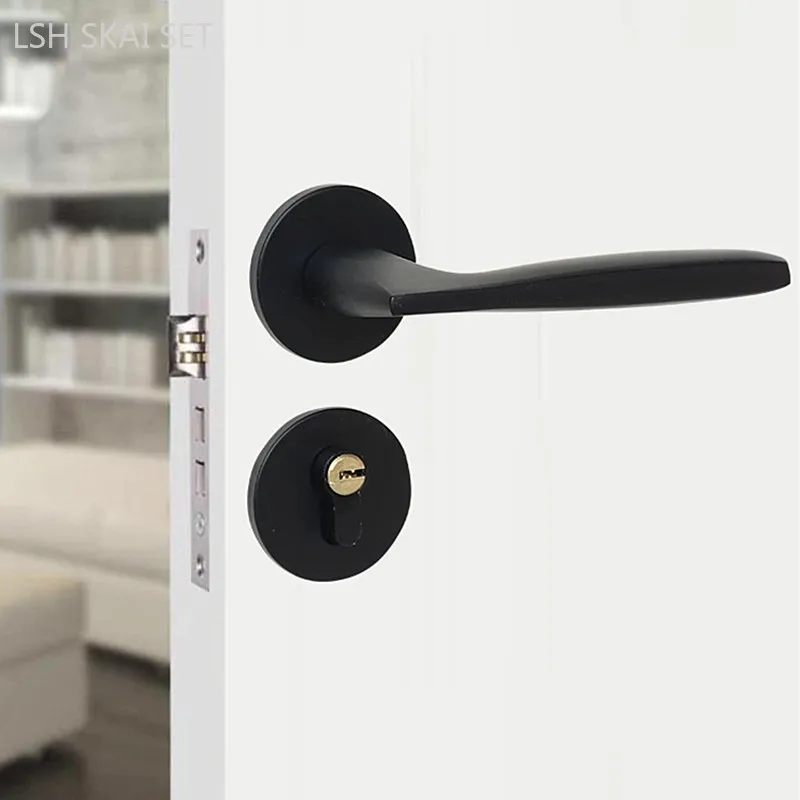 

Modern Aluminum Bedroom Door Locks Double Side Door Handle Lock Body Set Mute Security Door Lock with Key High Quality Hardware