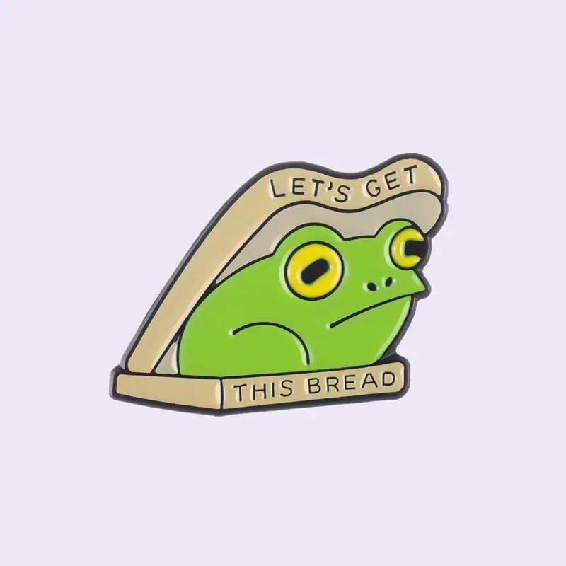 Custom Funny Frog Enamel Pins Let’s Get This Bread Brooch Badges Lapel Backpack Cartoon Animal Jewelry Gift for Friend Wholesale