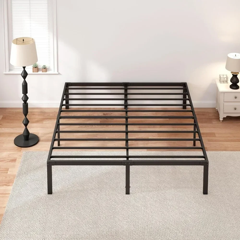 14-inch Bimetal Platform Bed Frame, Metal Plate Support, Mattress Base, Large Storage Space, Easy Assembly, No Noise