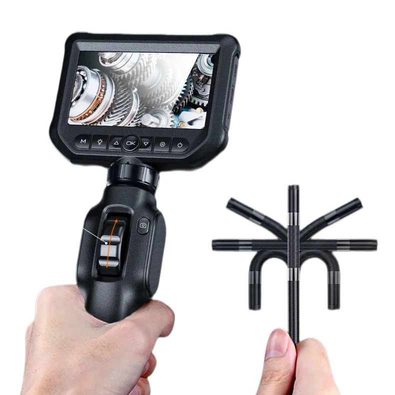 Videoskop endoskopowy dwukierunkowy S43 z możliwością obracania, 8mm, wodoodporny IP67, z oświetleniem LED, endoskop przemysłowy z ekranem 4,3 cala