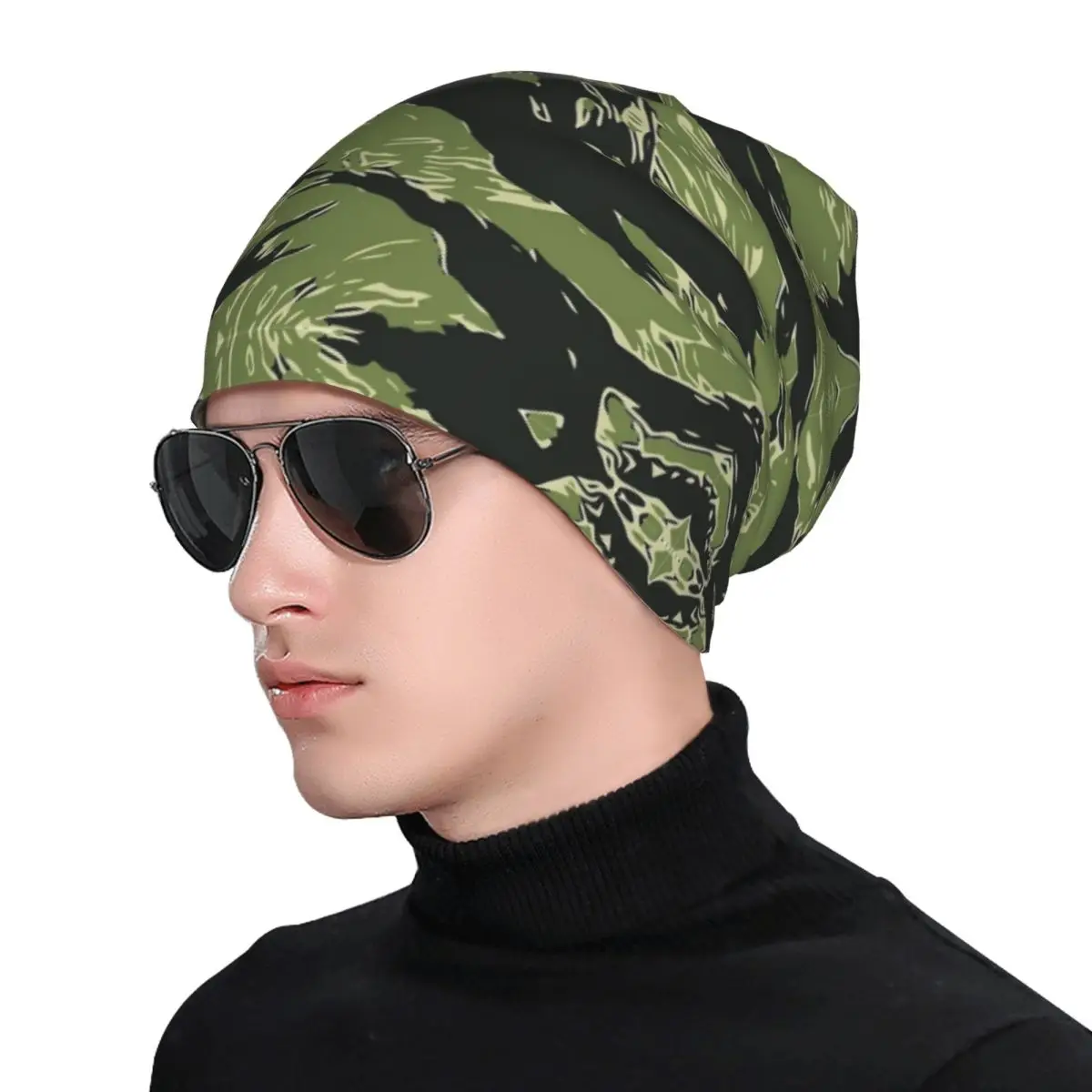 Tiger Stripe Camo Bonnet Hat Fashion Ski Skullies berretti cappelli Unisex Warm Dual-use Cap