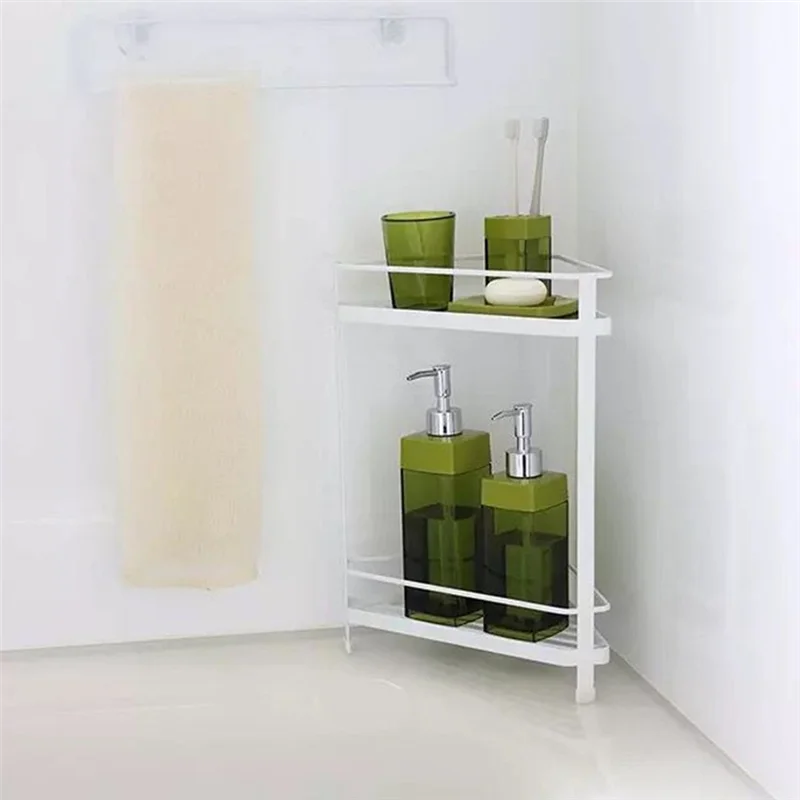 

Bathroom Storage Shelf Home Kitchen Storage Holder Multi Function Modern Minimalist ,White-B09B