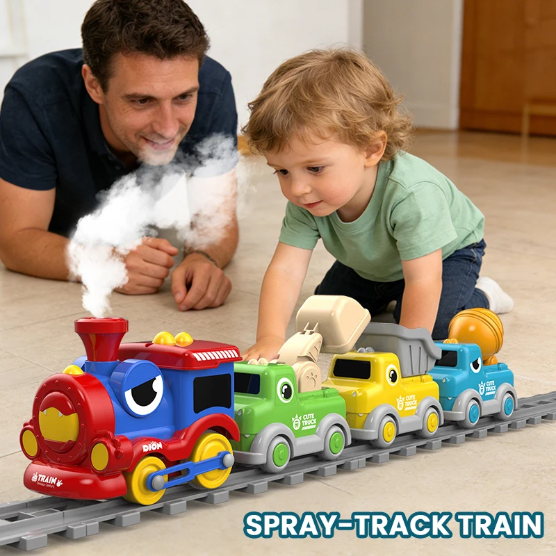 

Children Electric Track Train Toy Spray-blow Ball Track Small Train Carriages with LED Lights Track Vehicle For Kids Xmas Gifts