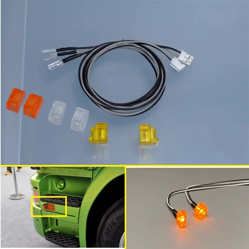 

1 Pair 1:14 Scale Foot Pedal Turn Signal Yellow Light Parts for Tamiya RC Truck Tipper SCANIA R470 R620 DIY