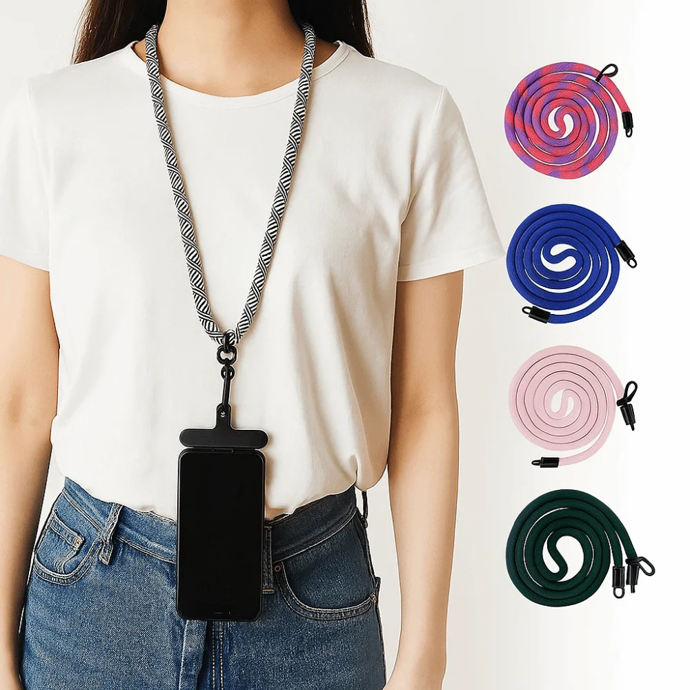 

1 шт., шейный ремешок, цепочка длиной 120 см с нашивкой, ремешок для мобильного телефона, вращающаяся застежка, страховочная веревка, ремешок для телефона через плечо