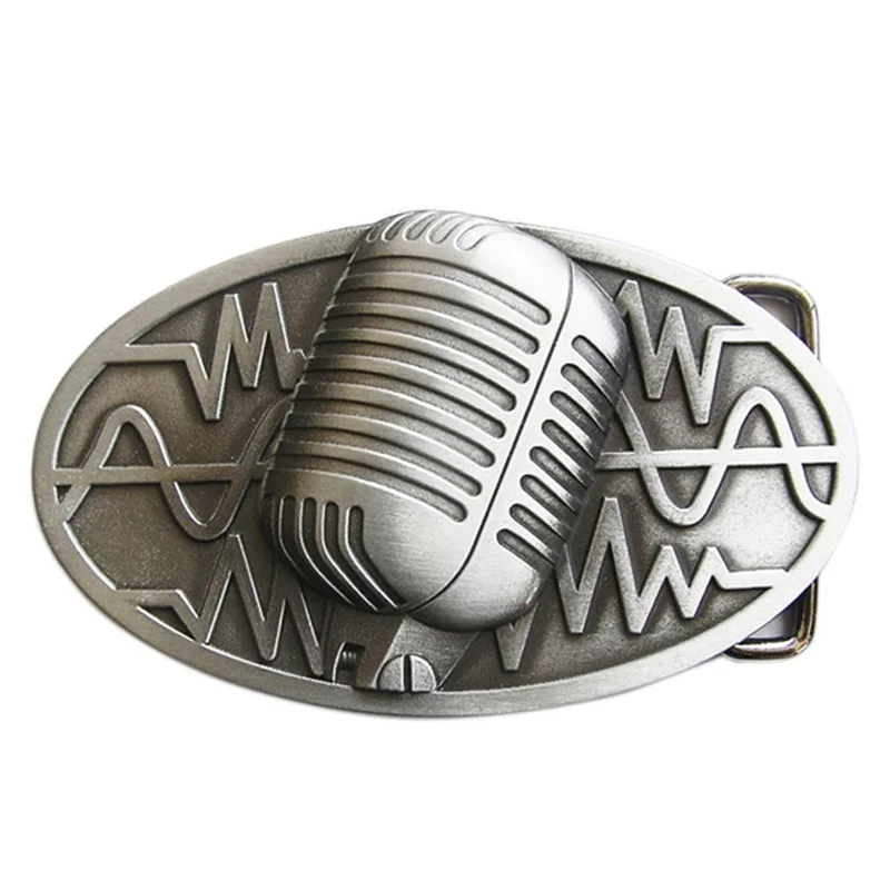Vintage Microphone Music Oval Belt Buckle