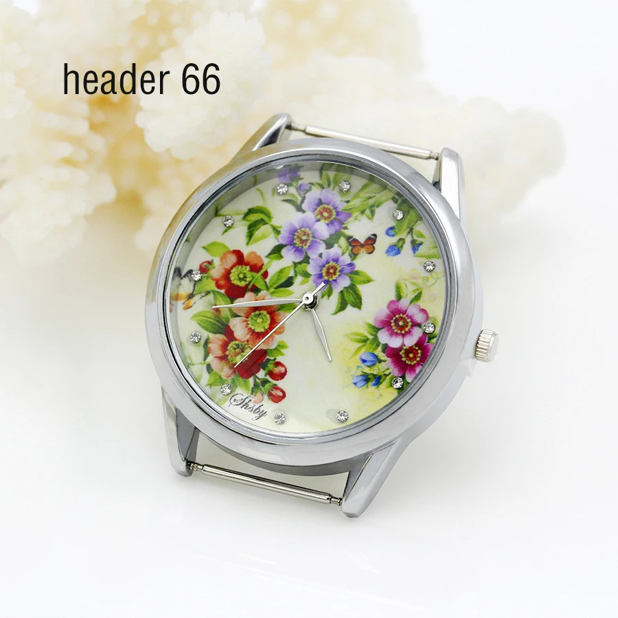 Shsby Diy Personality Watch Header New Style Sliver Flower,Panda, Rabbit, Peacock, Phoenix Head Watch Accessories 61~70