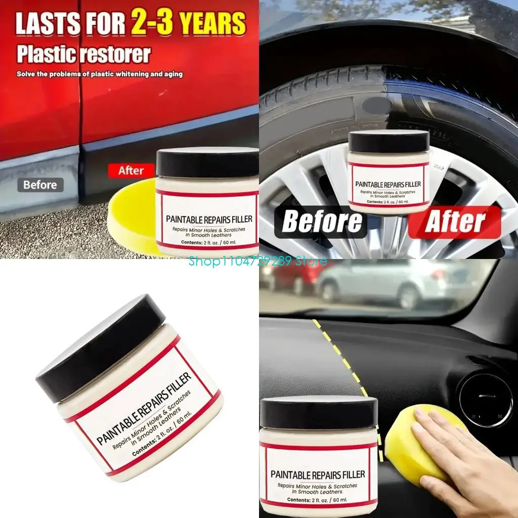 D8KE Strong Scratch Remover Water Resistant Tire Treatments Car Leather Filler Paste for Interior Exterior Automotive
