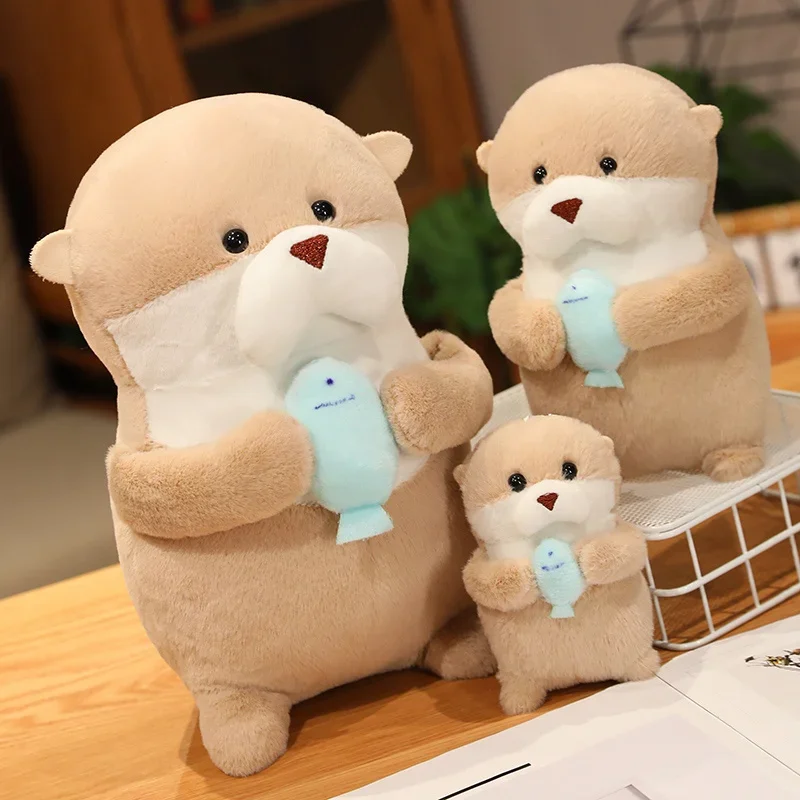 Kawaii การ์ตูน Otter ตุ๊กตายืน River Otter Plush ของเล่นชีวิตจริง Otter ตุ๊กตาสัตว์ของเล่นสําหรับเด็กวันเกิดที่ดีที่สุดของขวัญ