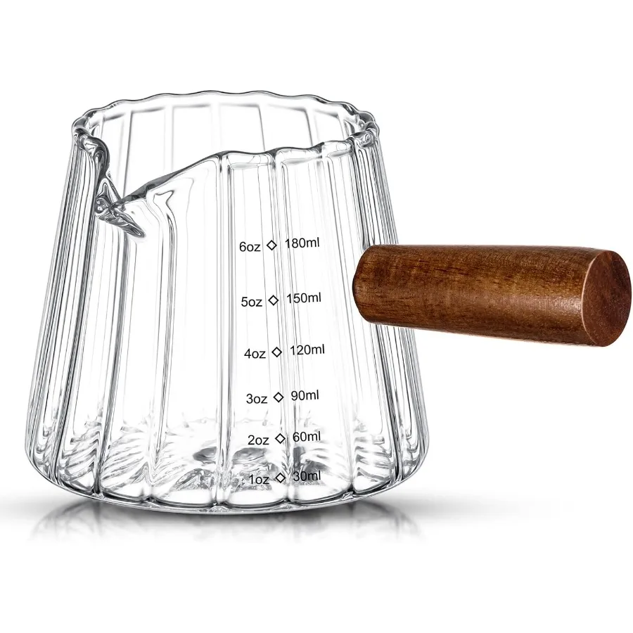 

Espresso Shot Glass with Handle 6 Oz/180 ml Espresso Cup with Single V-shaped Mouth Measuring Cup for Milk Tea Coffee Bar Acces