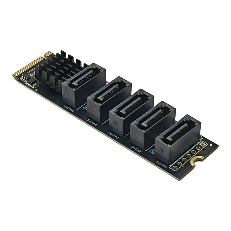 D7YC M.2 Key-M to 5 Port Sata3.0 Drive Expansion Card for Internal Storage Growth