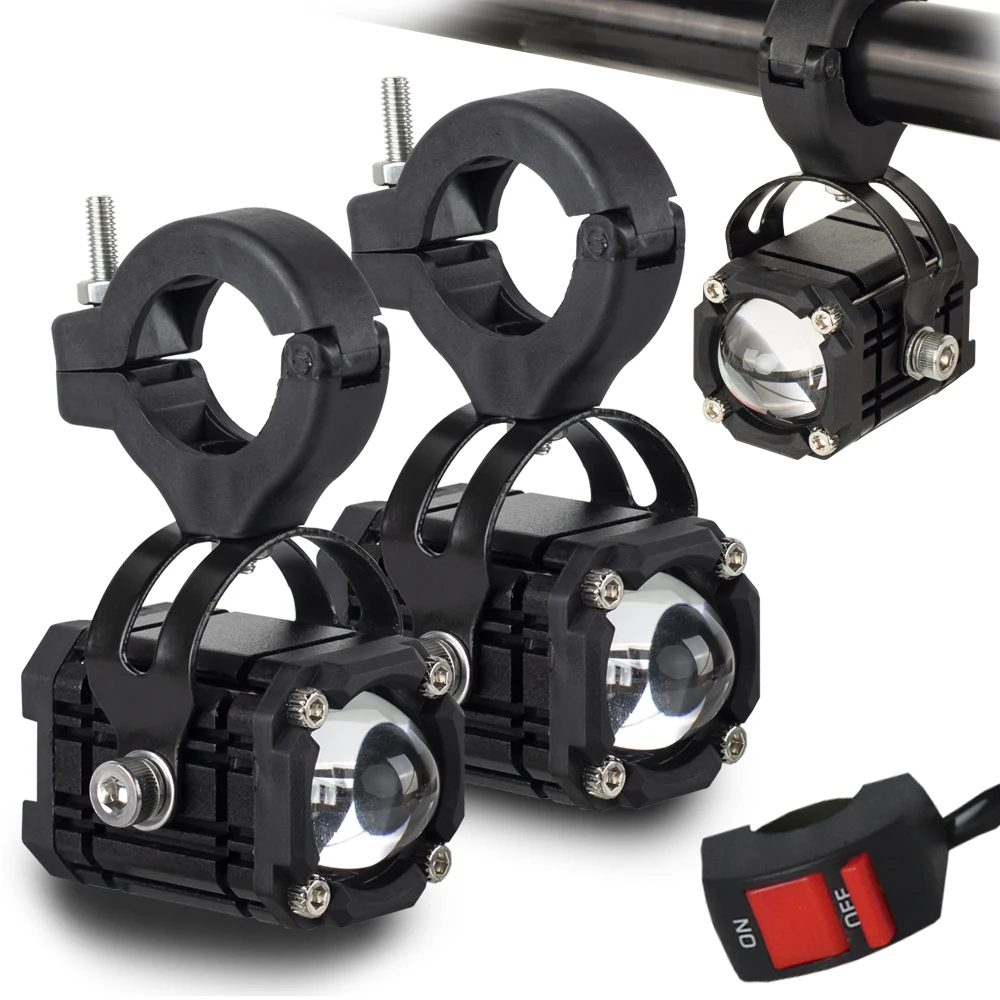 Luces LED para motocicleta, focos universales de doble Color, ajuste de 360 grados, luz antiniebla auxiliar, accesorio para motocicleta