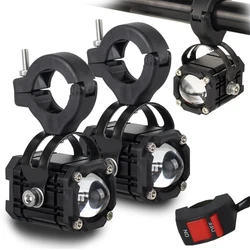 Motorcycle LED Lights Universal Motos Dual Color Spotlights 360 Degree Adjustment Auxiliary Fog Light Motorcycle Accessory