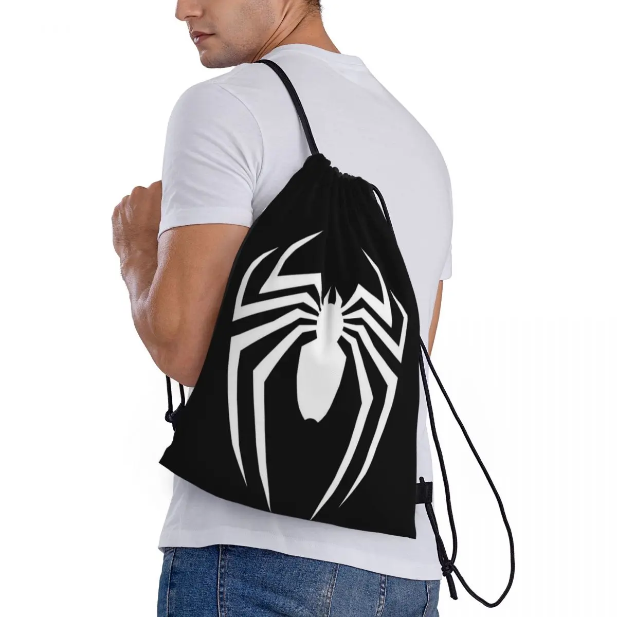 مخصص الرجل العنكبوت الكرتون خارقة الرباط أكياس الرجال النساء خفيفة الوزن الرياضة الصالة الرياضية تخزين الظهر #3