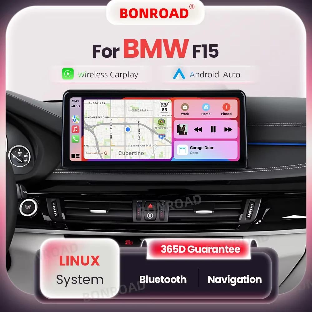 BONROAD Wireless CarPlay Android Auto Multimedia Player Car Radio For BMW X5 X6 F15 F16 NBT EVO System Bluetooth GPS Navigation Touch Screen