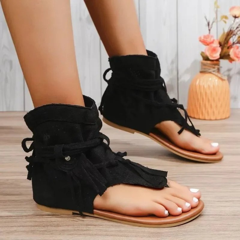 Women Sandals 2024 New Summer Bohemia Flat Sandals Women Flip Flops Gladiator Vintage Shoes for Woman Fashion Beach Flat Sandals