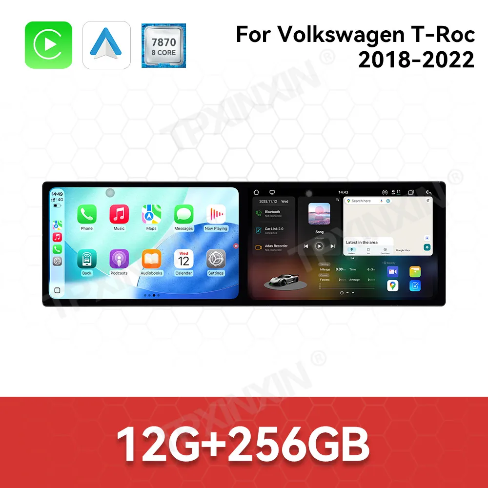 

Car Accessories Radio For Volkswagen T-Roc 2018-2022 Android Auto GPS Navigation Multimedia Stereo Receiver Head Unit Offline
