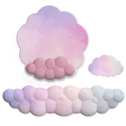 Ergonomic Mouse Pad Keyboard Cloud Wrist Rest PU High Density Memory Foam with Non-Slip Base for Typing Pain Relief Keyboard Pad