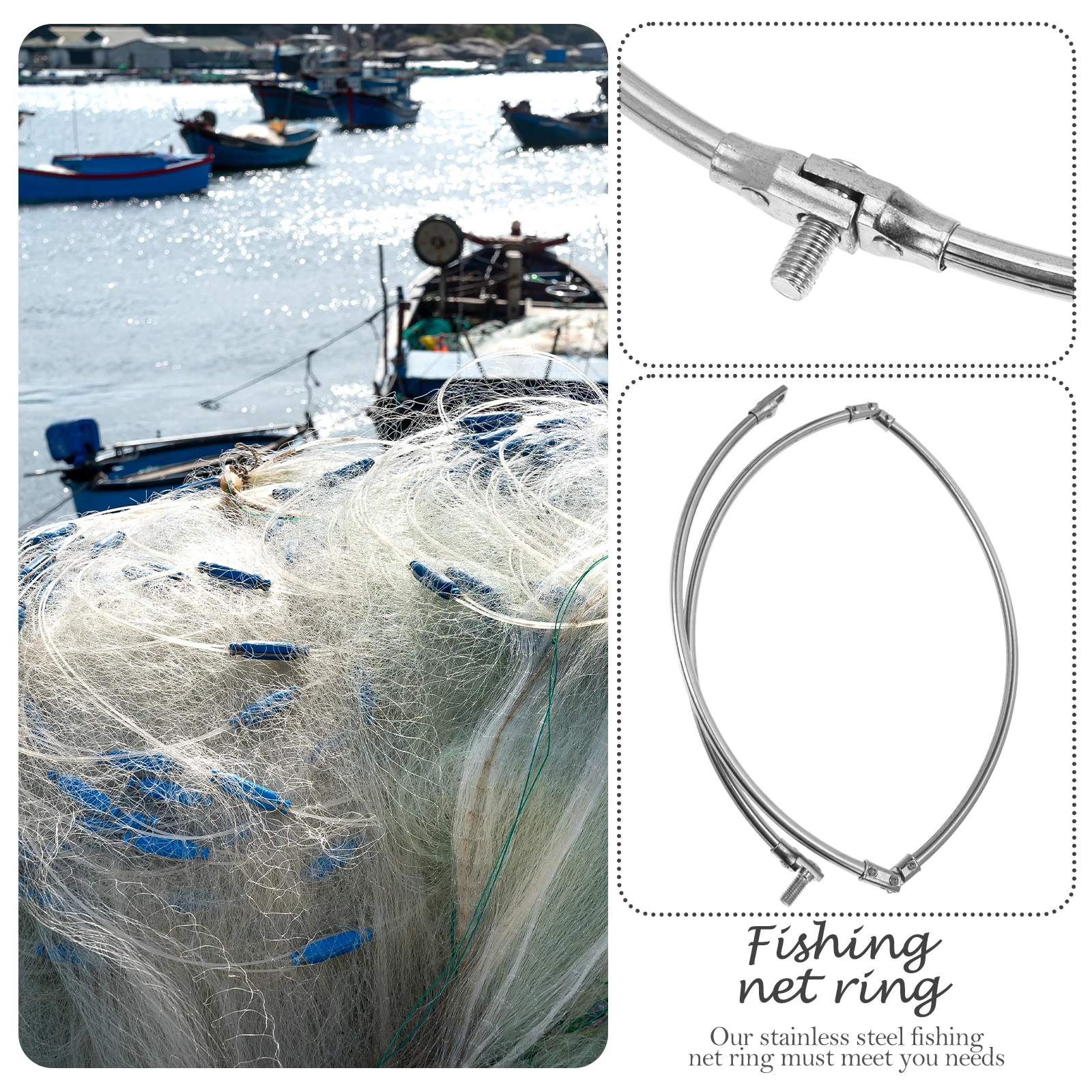 

5 pcs Stainless Steel Fishing Net Ring Durable Net Circle Silver Rings for Fishing Tools Portable Mesh Ring