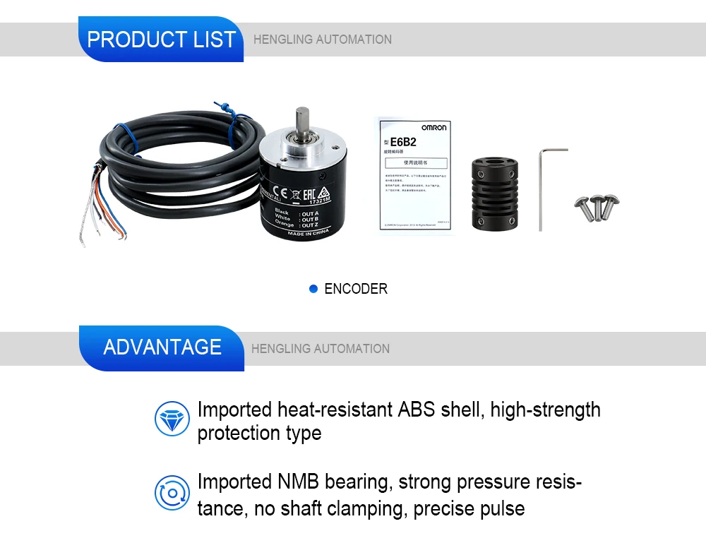 HLTNC 100 200 360 500 600 1000 1024 2000 2500 codificador rotatorio de ascensor fotoeléctrico Incremental de pulso serie E6B2-CWZ6C para Cnc