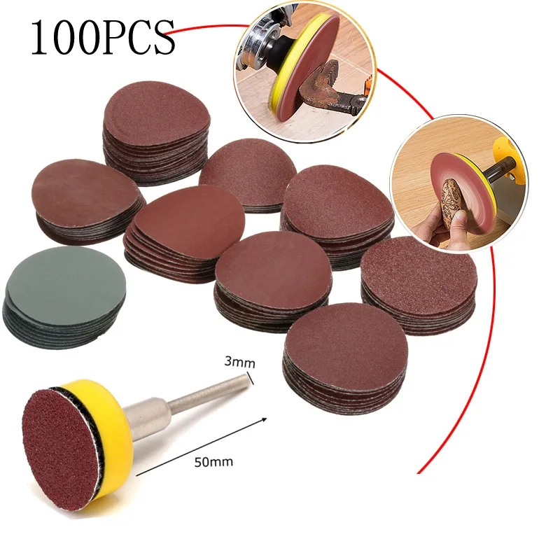 100 adet 1 inç 25mm zımpara diskleri ped 100-3000 Grit aşındırıcı parlatma pedi seti Dremel döner aracı sandaccessories aksesuarları