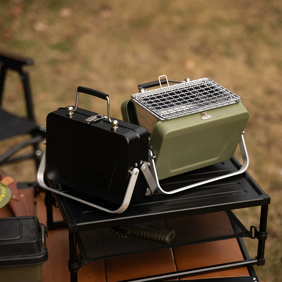 Mini Stainless Steel Barbecue Grill, Suitcase Grill for Travel V